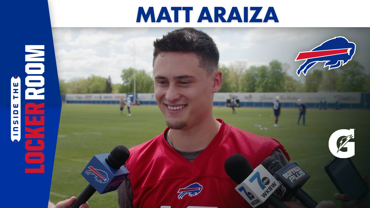 Buffalo Bills punter Matt Araiza warms up before a preseason NFL