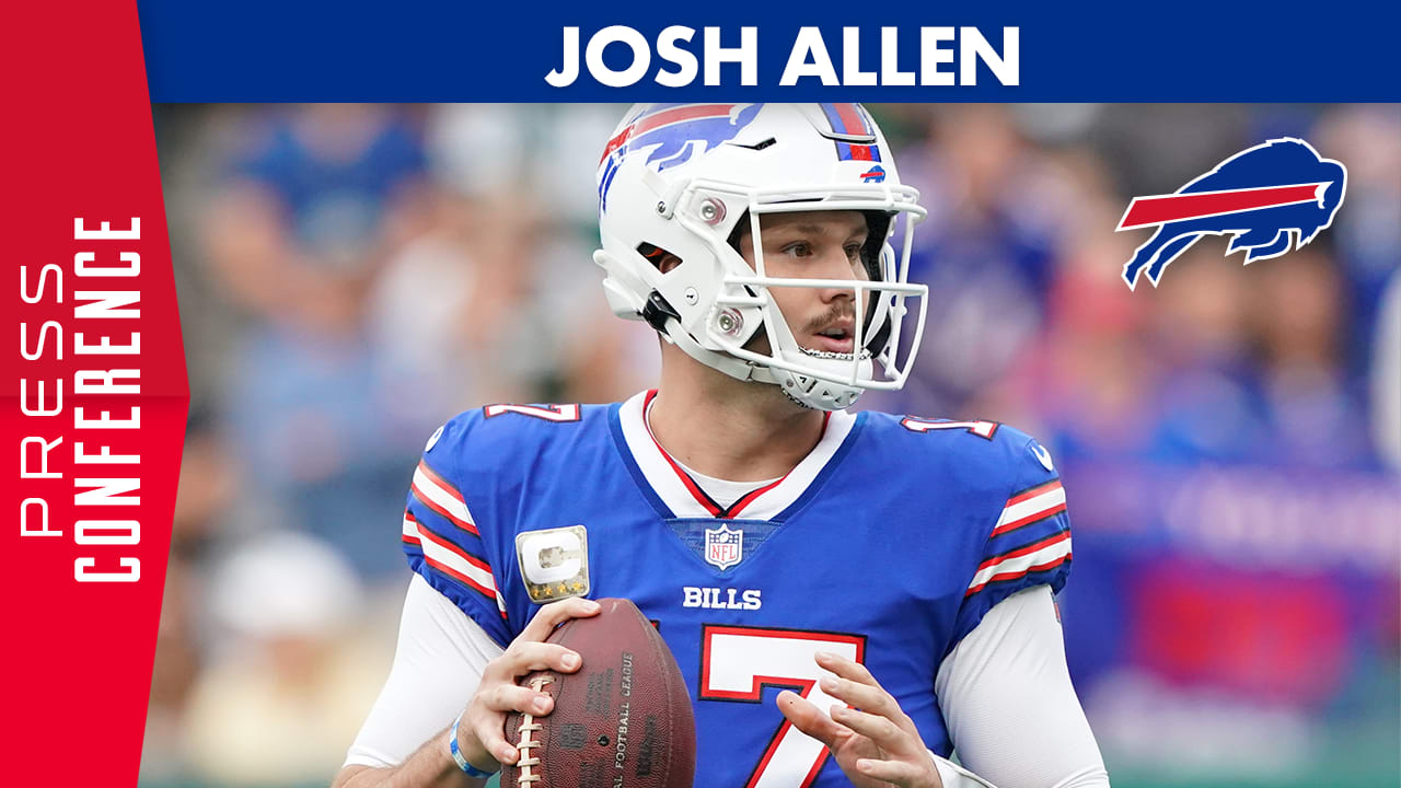 Buffalo Bills quarterback Josh Allen throws out the first pitch prior to