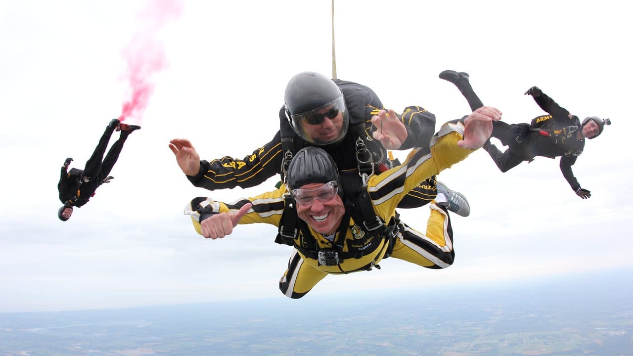 Bills coach Rex Ryan skydives with U.S. Army parachute team