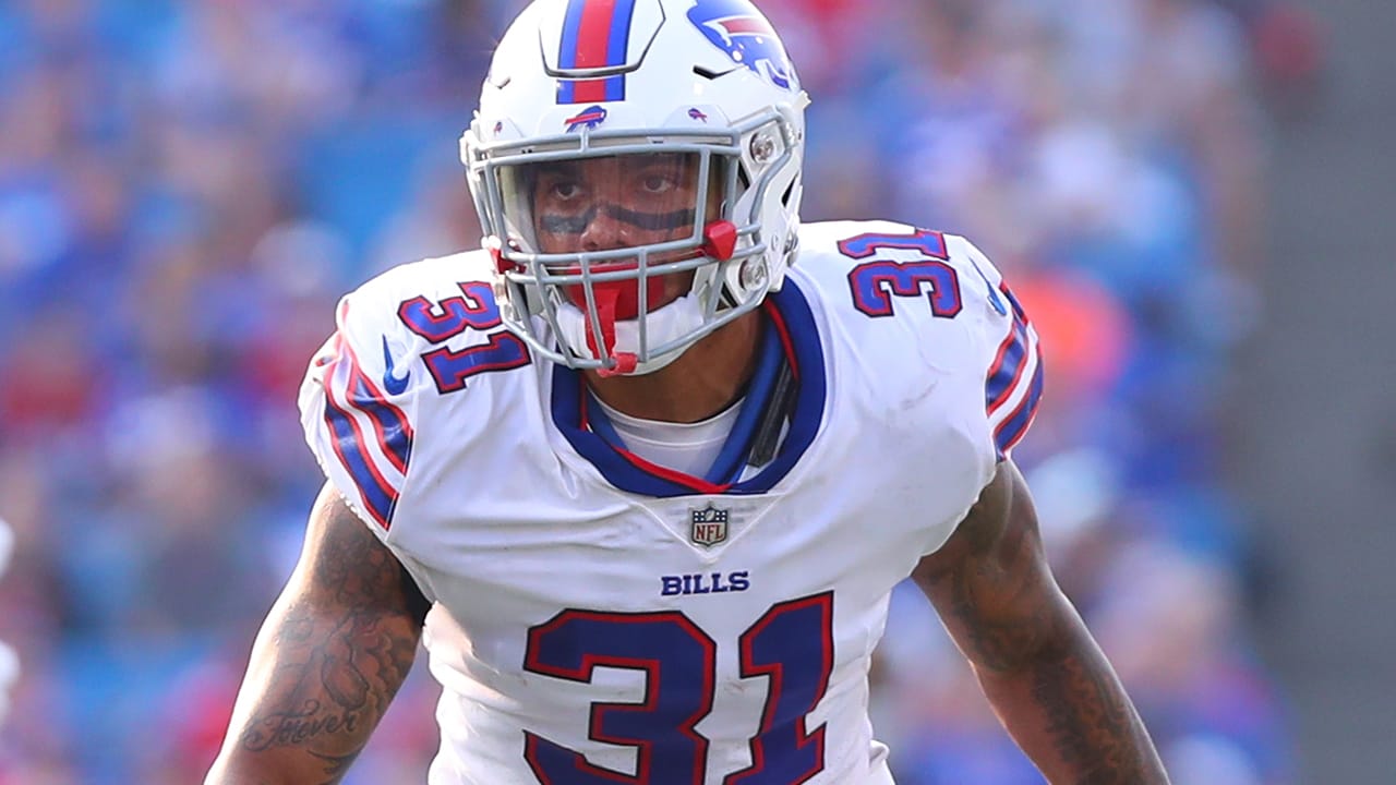 FILE - Buffalo Bills strong safety Dean Marlowe walks off the field after  an NFL football game against the New York Jets in Orchard Park, N.Y., in  this Sunday, Sept. 13, 2020