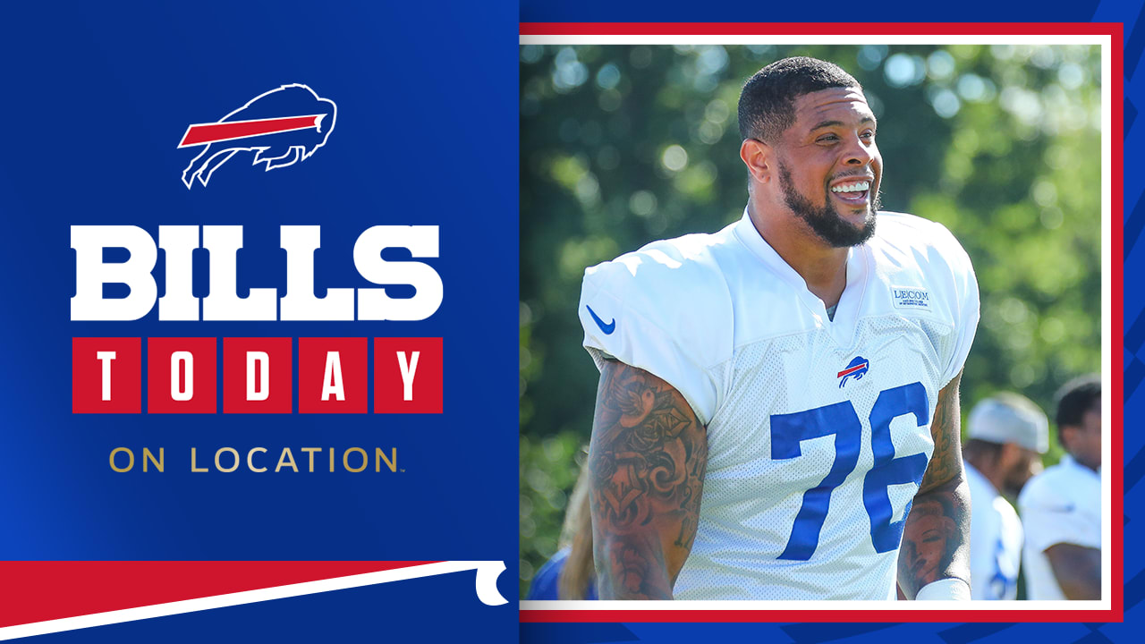 Buffalo Bills guard Rodger Saffold (76) prepares to walk onto the field  before the start of an NFL football game against the Miami Dolphins,  Sunday, Sept. 25, 2022, in Miami Gardens, Fla. (