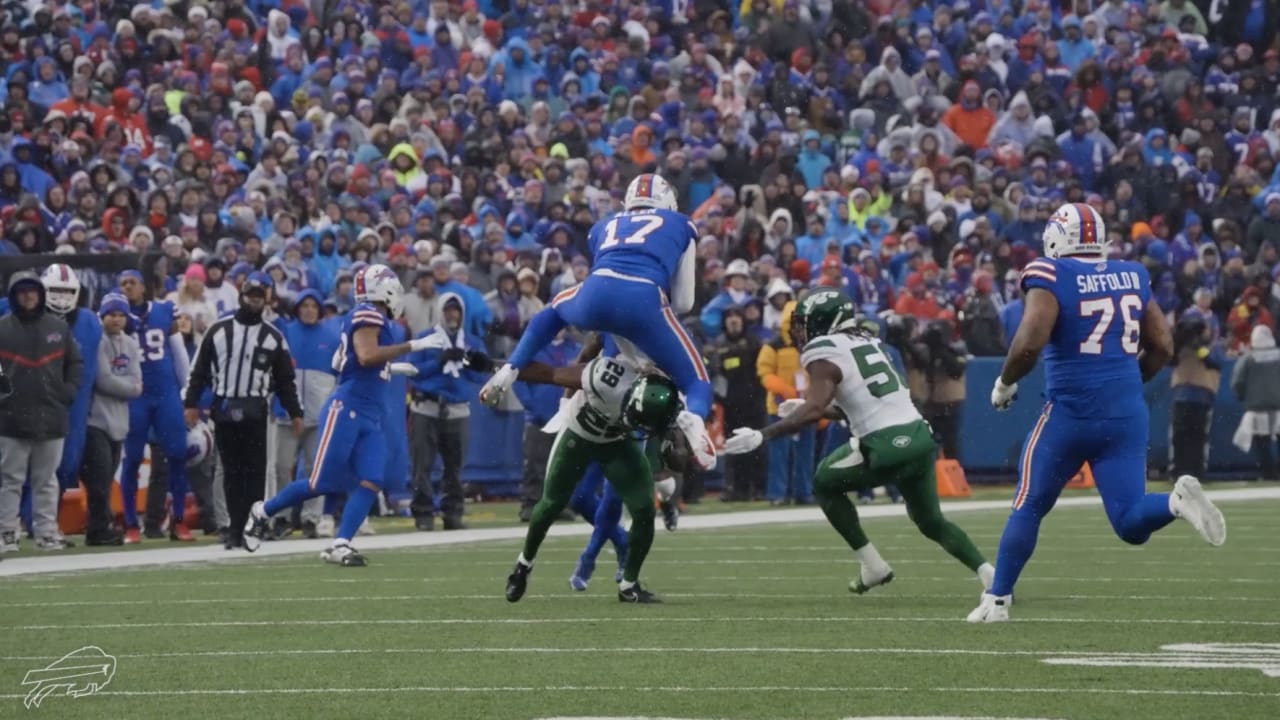 Can't miss play! Josh Allen hurdles a defender for a 16-yard gain