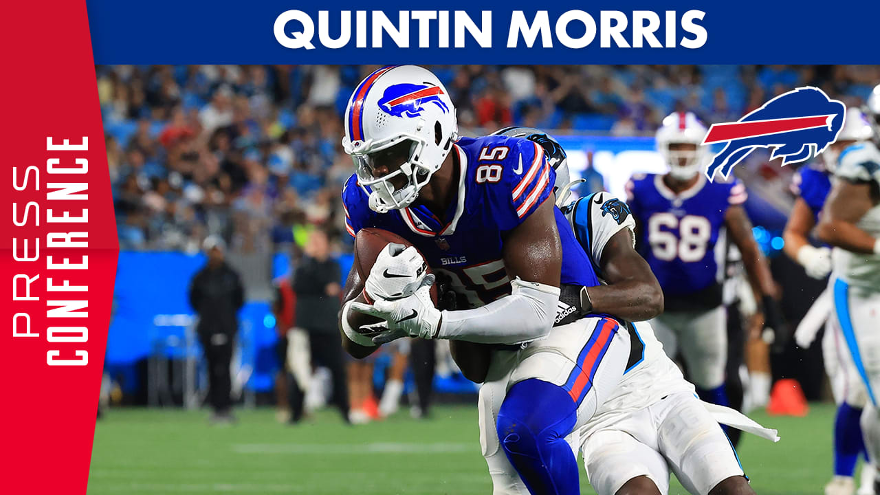 Buffalo Bills tight end Quintin Morris (85) takes the field for practice at  NFL football training camp in Orchard Park, N.Y., on Saturday, July 31,  2021. (AP Photo/Joshua Bessex Stock Photo - Alamy