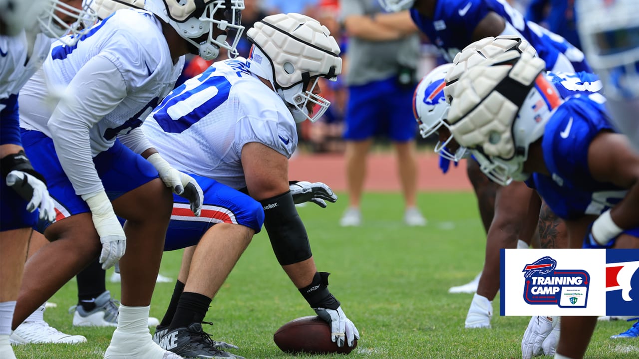 Buffalo Bills offensive tackle Tommy Doyle (72) reacts after