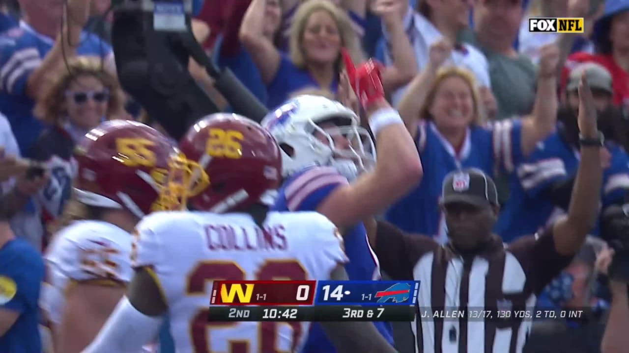 Josh Allen To Dawson Knox For A 14 Yard Touchdown Bills Vs Washington