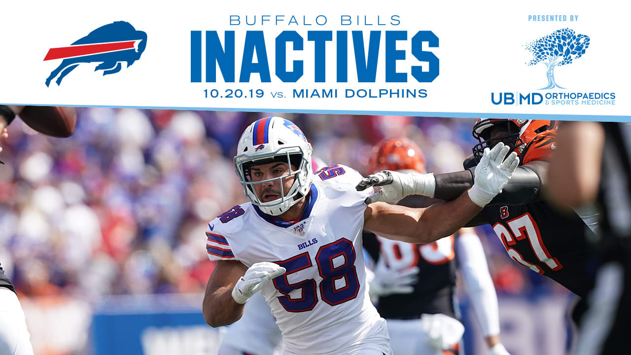 Bills vs. Dolphins: Game day inactives