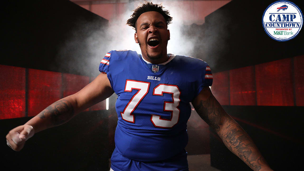 Buffalo Bills offensive tackle Dion Dawkins (73) warms up before an NFL  football game against the Kansas City Chiefs, Monday, Oct. 19, 2020, in  Orchard Park, N.Y. (AP Photo/Brett Carlsen Stock Photo - Alamy