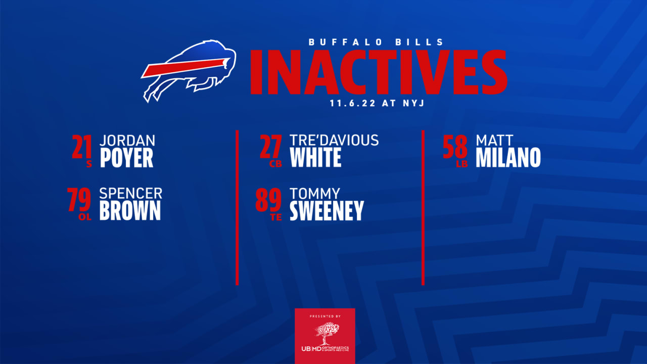 Bills' Matt Milano will not suit up vs. Chiefs (Sunday Night Football  inactives) 