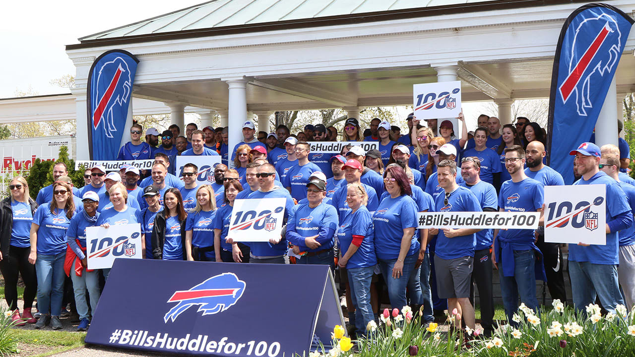 Bills staff bands together to kick off BillsHuddleFor100 campaign