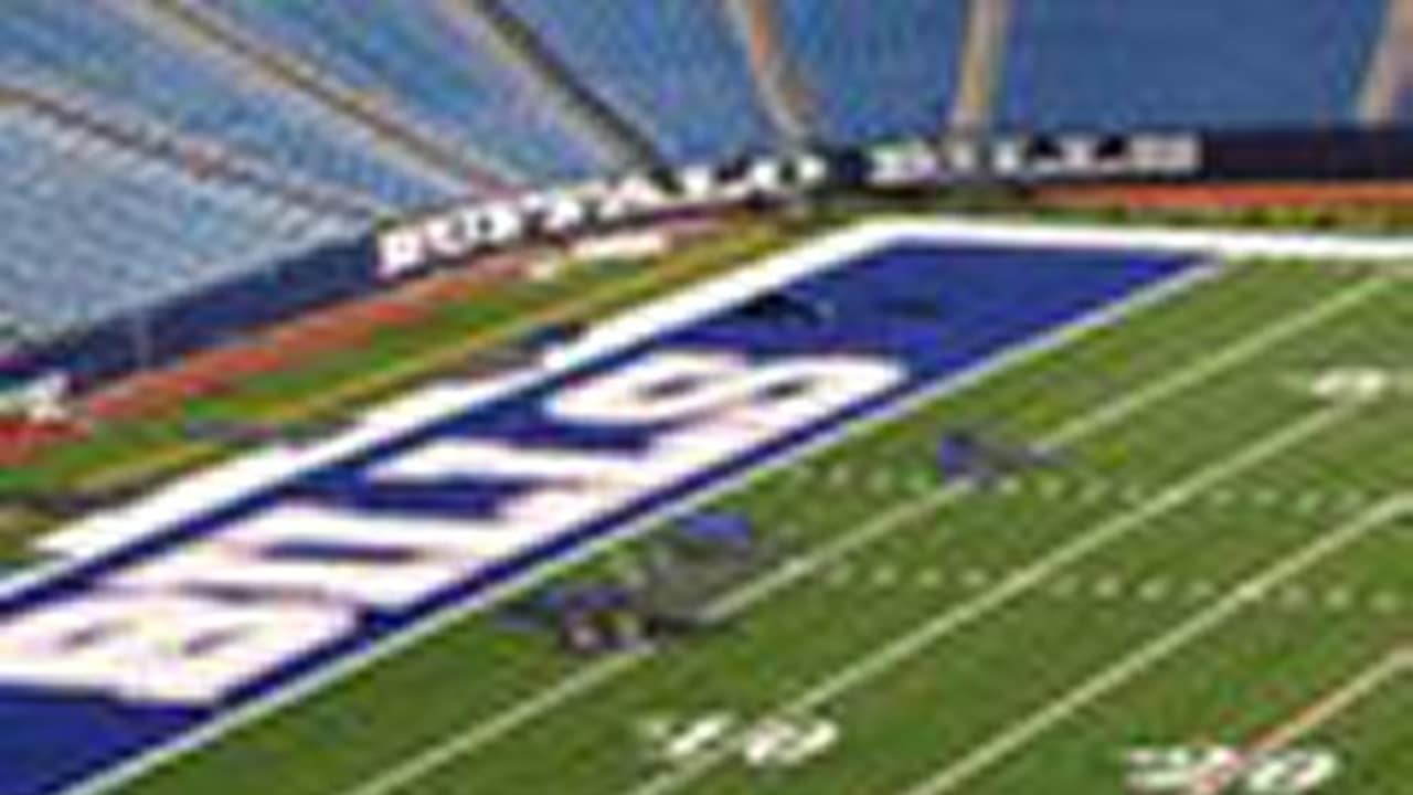 Buffalo Bills - Finishing touches being applied to the new A-Turf at Ralph  Wilson Stadium. Pictured above is a full view of the field with the new  blue end zones, stripes at