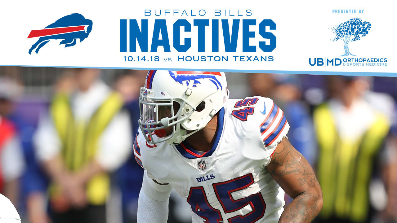 Bills list 7 players as inactive vs. Lions, CB Tre'Davious White is active