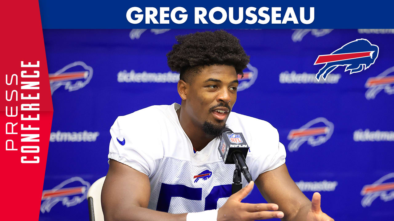 Greg Rousseau of the Buffalo Bills looks on during the first half of  News Photo - Getty Images