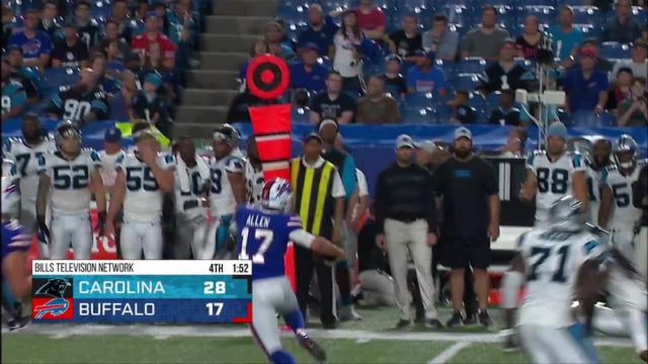 Jacksonville, FL, USA. 7th Nov, 2021. Buffalo Bills quarterback Josh Allen  (17) fumbles the ball while being tackled by Jacksonville Jaguars defensive  end Dawuane Smoot (91) during 2nd half NFL football game