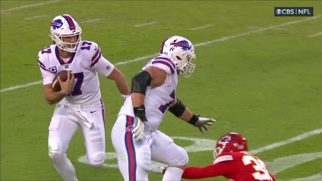 josh allen jumping over defender