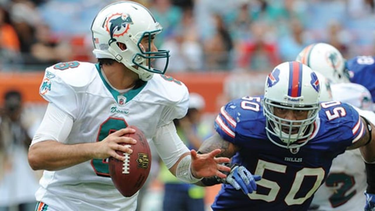 Buffalo Bills' Dave Rayner (3) kicks a field goal against the Miami  Dolphins during the second half of an NFL football game in Orchard Park,  N.Y., Sunday, Dec. 18, 2011. The Dolphins