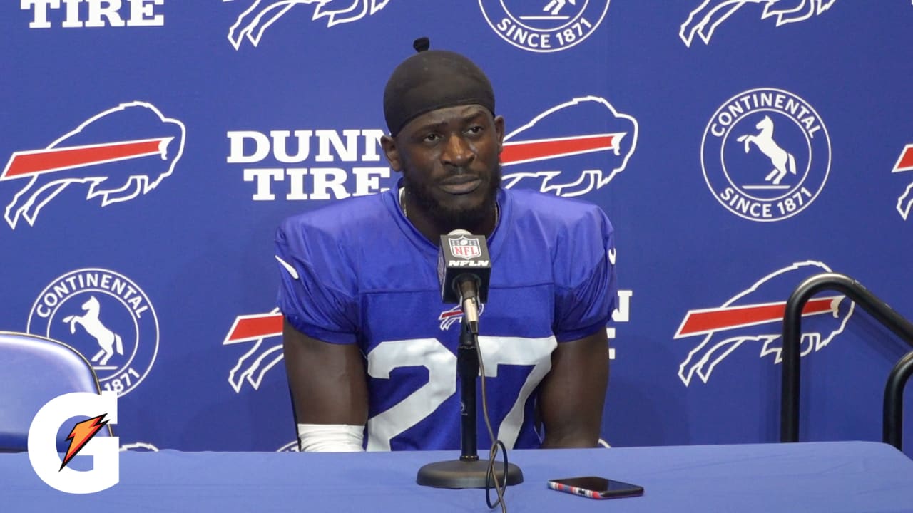 Bills bring Tre'Davious White jersey during postgame press conference