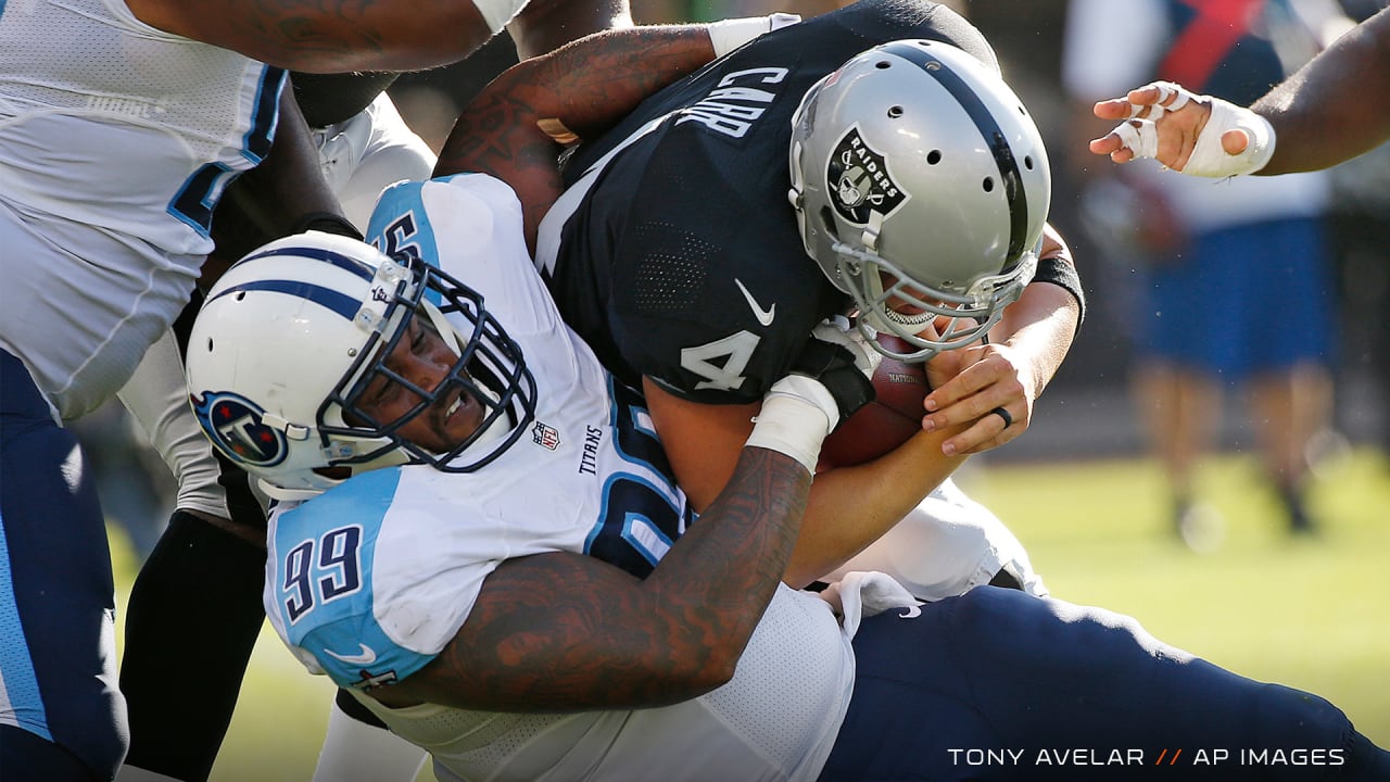 Tennessee Titans defensive end Jurrell Casey (99) looks back