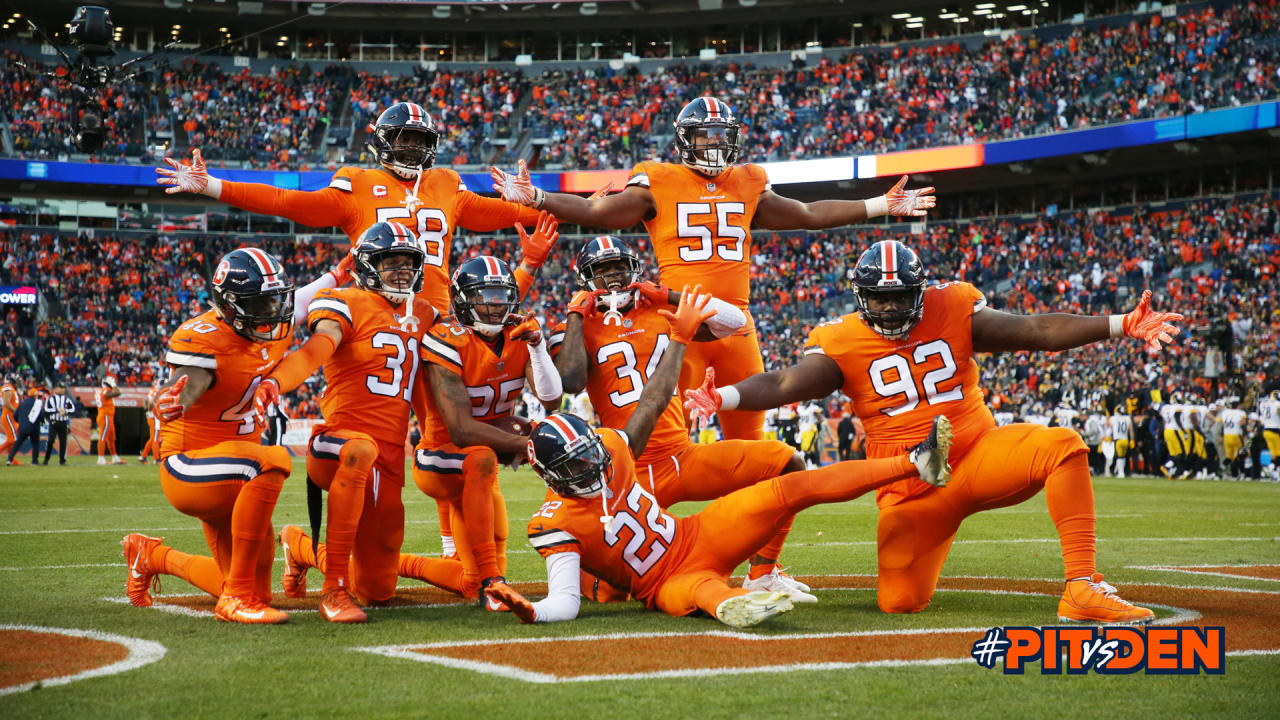 Pittsburgh Steelers vs. Denver Broncos. Fans support on NFL Game