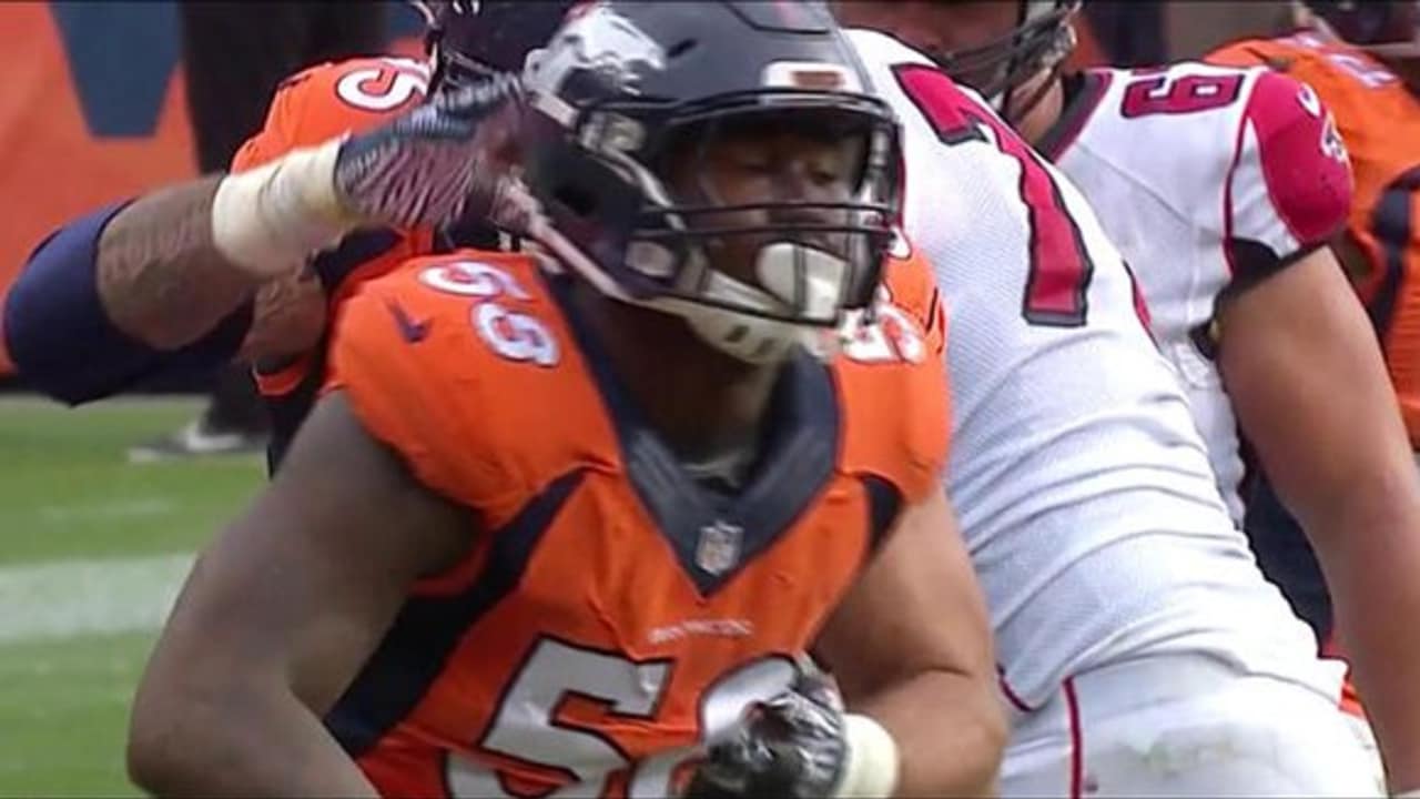 Courtland Sutton, Von Miller, Bradley Chubb at various stages of