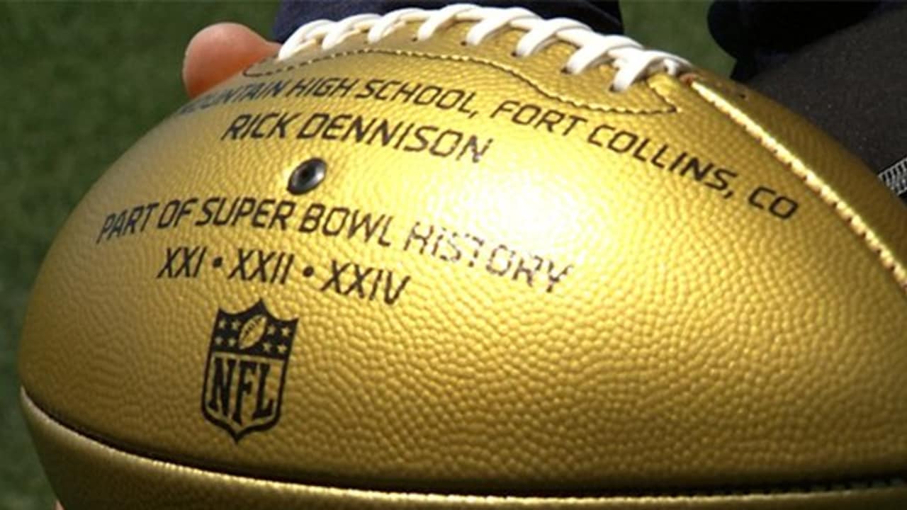 An official game ball for the NFL Super Bowl 50 football game