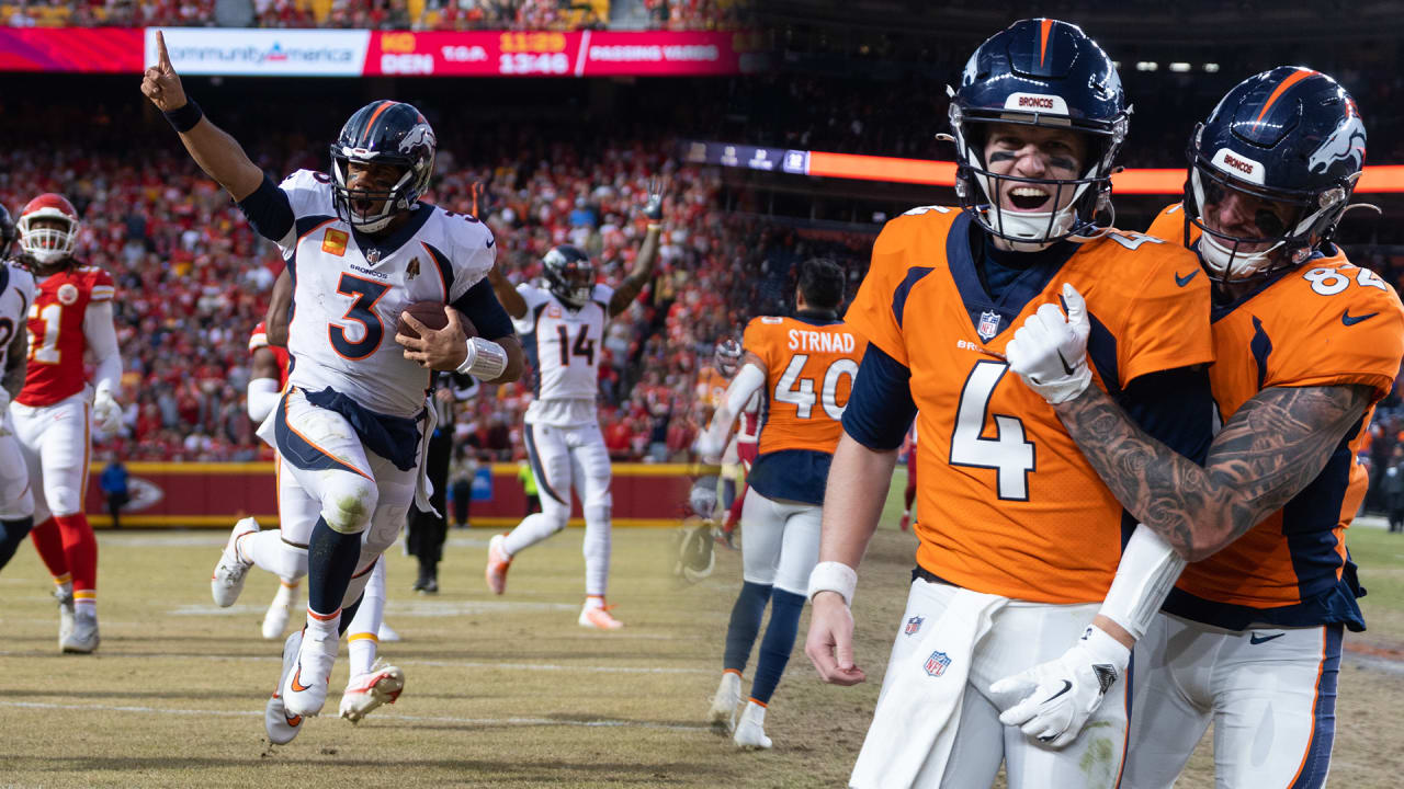 DENVER, CO - OCTOBER 06: Denver Broncos quarterback Russell Wilson (3)  leads an offensive group huddle during an NFL game between the Indianapolis  Colts and the Denver Broncos at Empower Field at