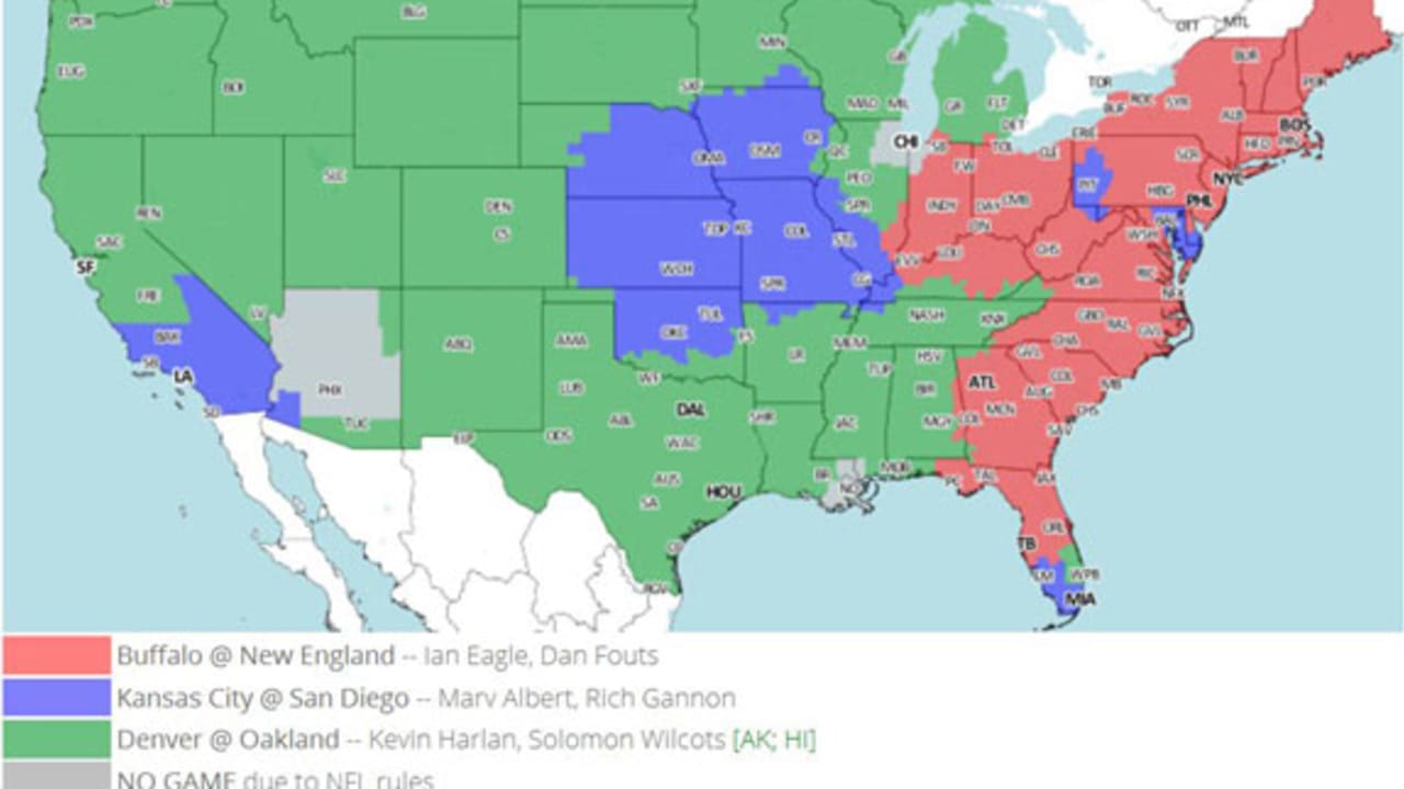 Week 1 NFL Broadcast map. Map on 506sports if interested to see weekly. : r/ nfl