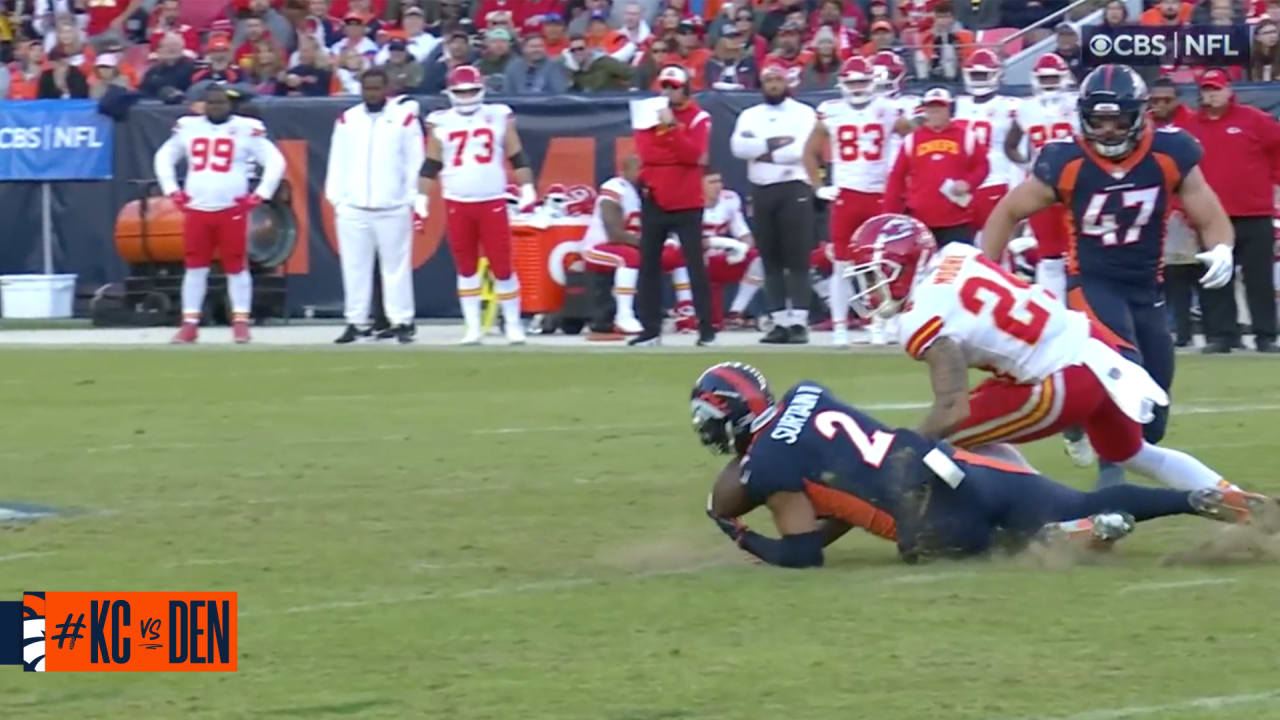 Pat Surtain Ii Makes A Sliding Interception Of Patrick Mahomes Broncos Vs Chiefs 