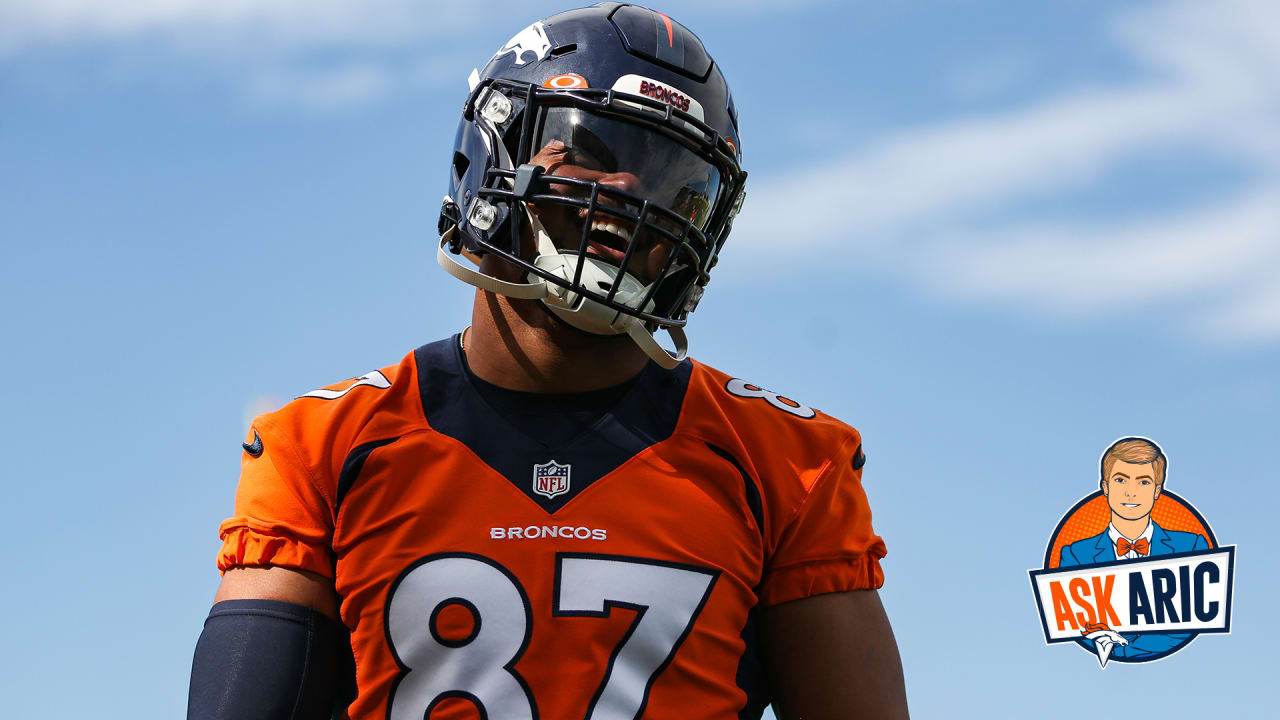 Denver Broncos tight end Noah Fant (87) against the New York Jets