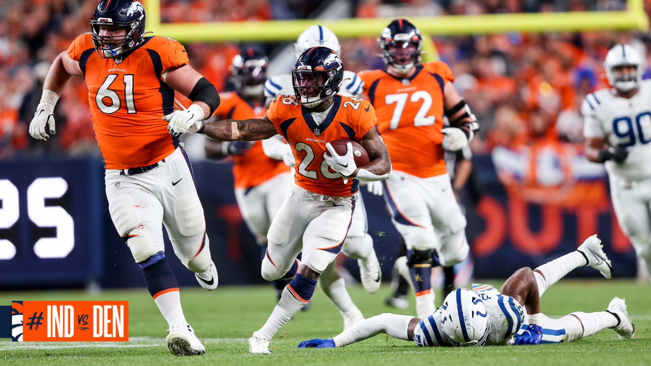 Denver Broncos running back Mike Boone (26) takes part in a drill at an NFL  organized