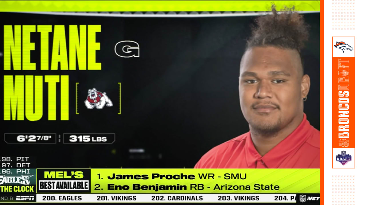 Round 6 - Pick 2: Netane Muti, OG, Fresno State (Denver Broncos