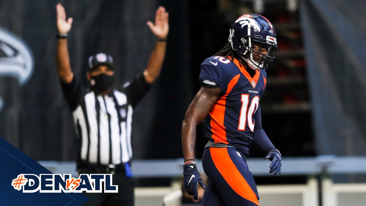 Broncos' Jerry Jeudy posts first 100-yard game, but leaves Atlanta