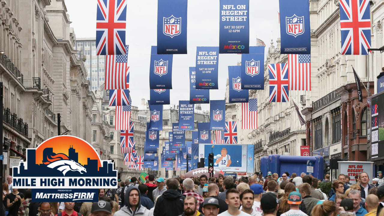 Denver Broncos players arrive in London