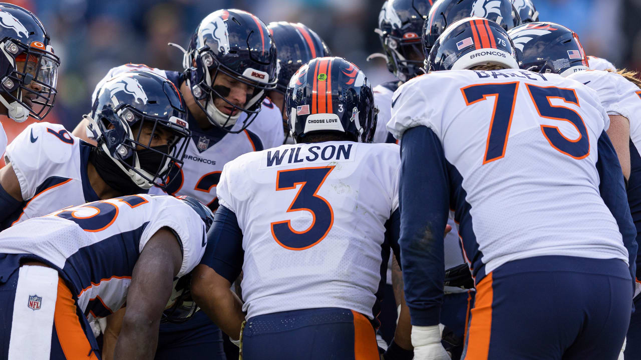 Denver Broncos orange-blue stripe uniform combo returns vs Titans