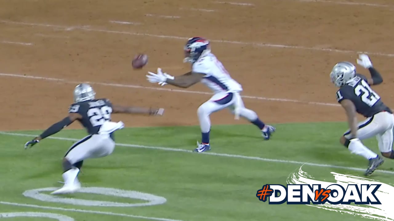 Broncos' DaeSean Hamilton reacts to dropped touchdown at Raiders