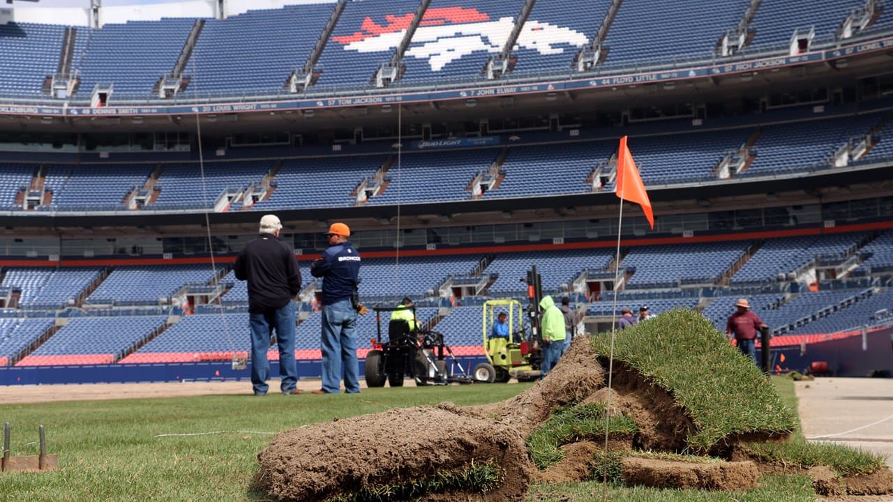 Grass planted at Denver stadium before first Broncos game