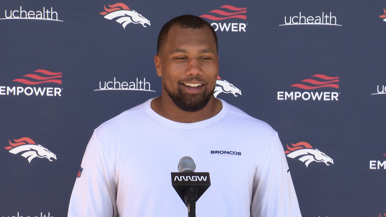 Linebacker Bradley Chubb meets with the media