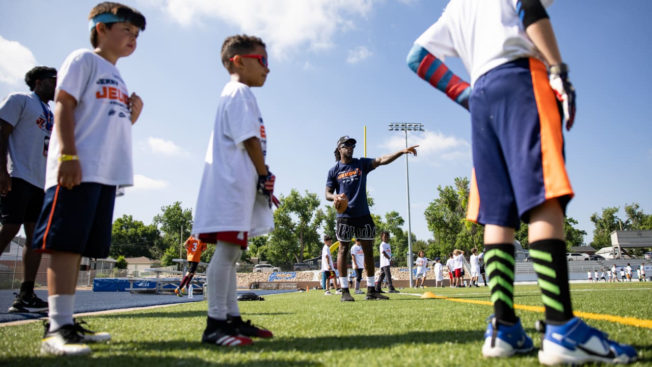 Denver Broncos wide receiver Jerry Jeudy hosts youth football camp in  Englewood, Colorado