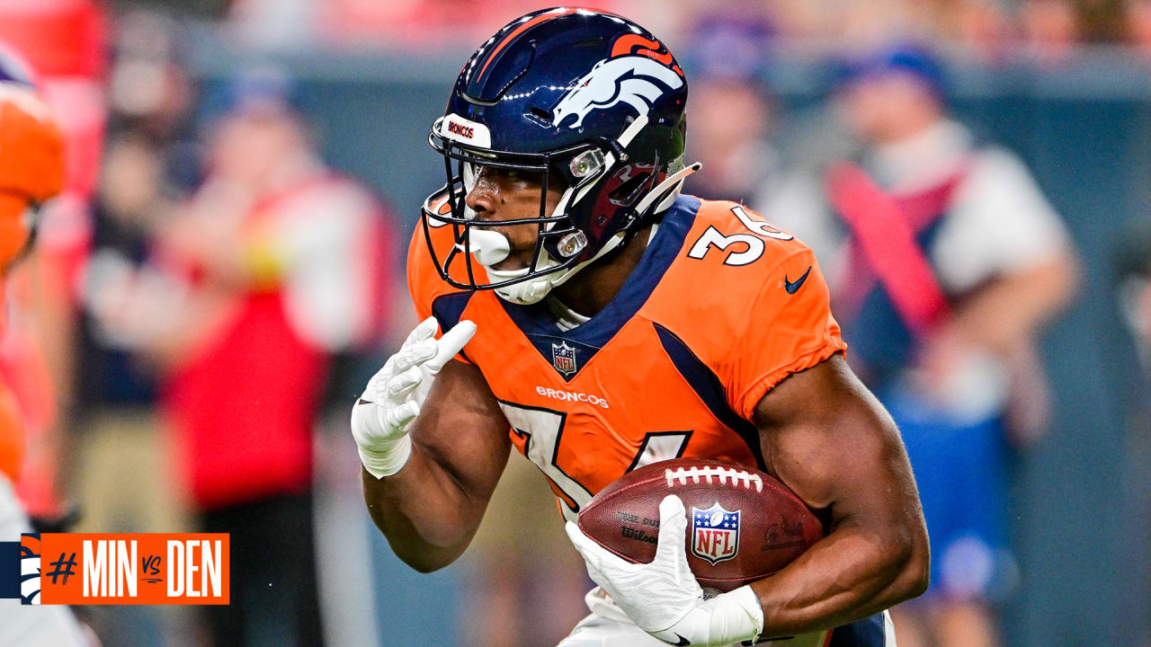 Denver Broncos running back Devine Ozigbo (36) catches the ball