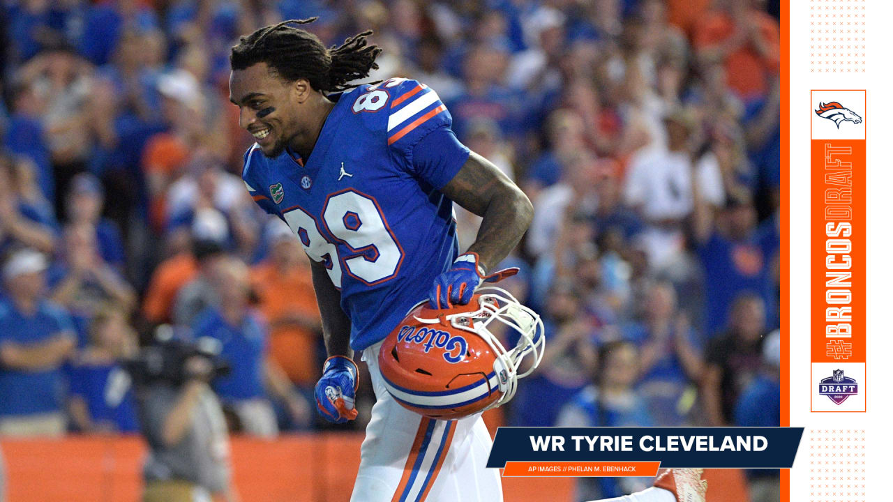 Denver Broncos wide receiver Tyrie Cleveland (16) plays against