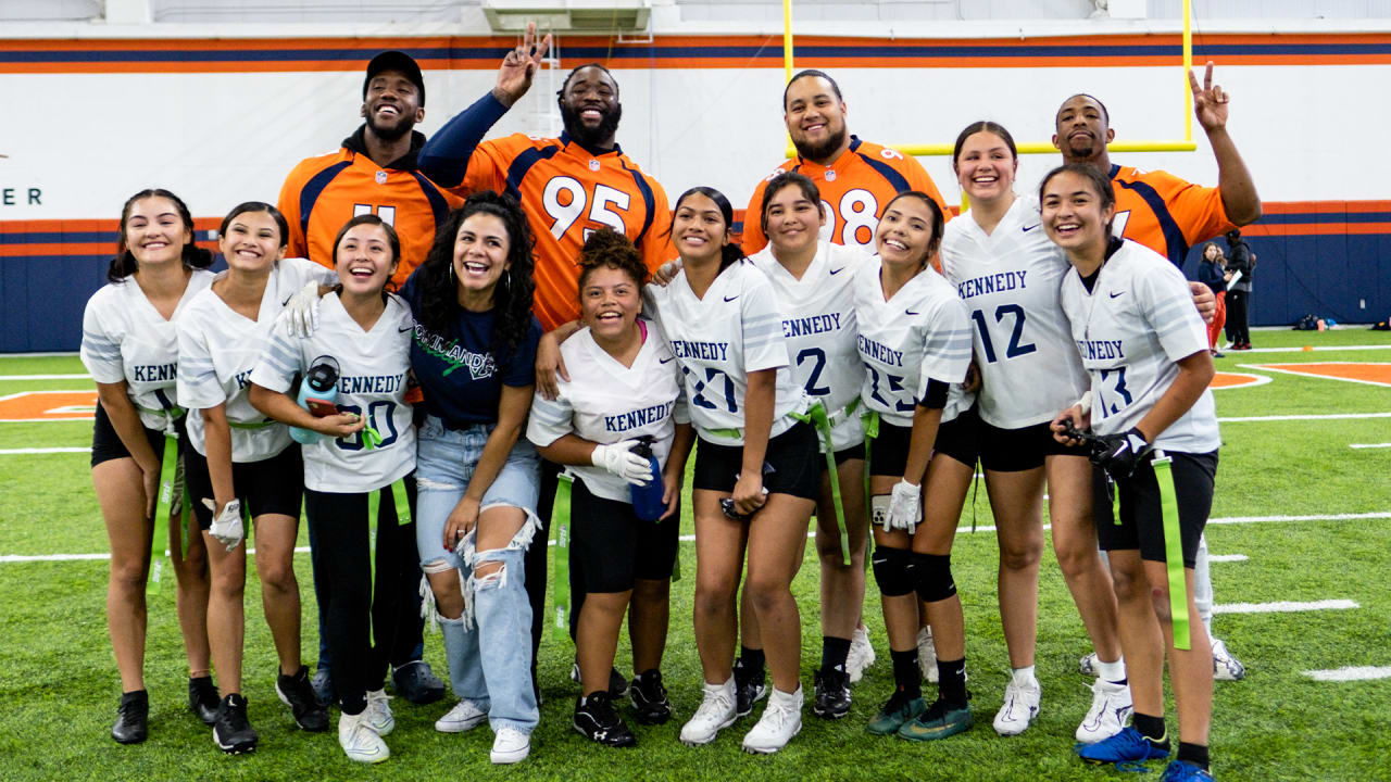 Broncos players, executives and staff take in inaugural Colorado Girls High  School Flag Football championship tournament