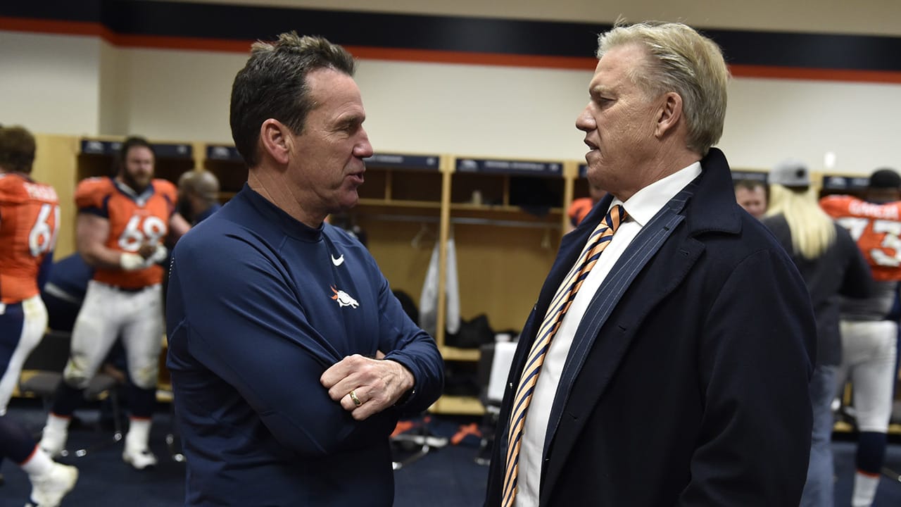 Quarterbacks JOHN ELWAY (7) and GARY KUBIAK (8) with defensive