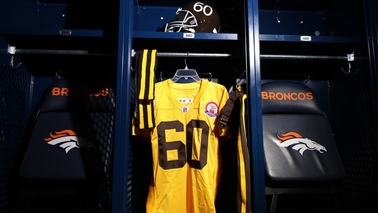 denver broncos yellow and brown throwback jersey