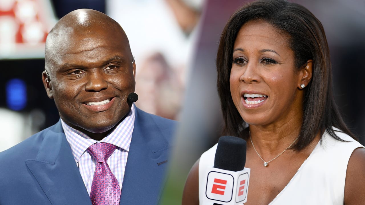 ...“Monday Night Football” broadcasters Booger McFarland and Lisa Salters t...
