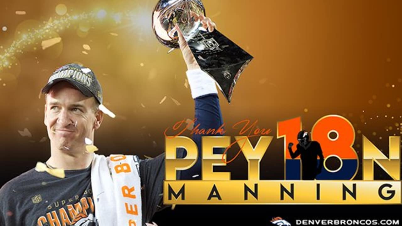 Peyton Manning brings in the Lombardi Trophy