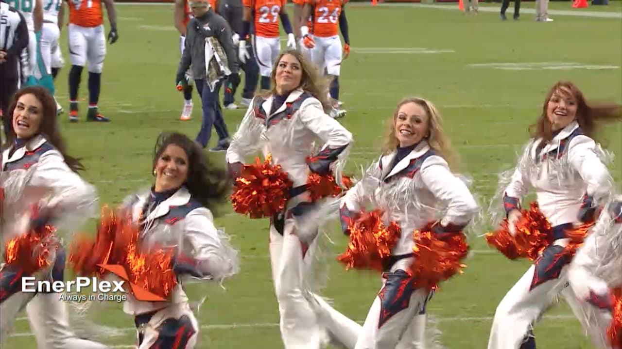 The Denver Broncos cheerleaders perform during the first half of