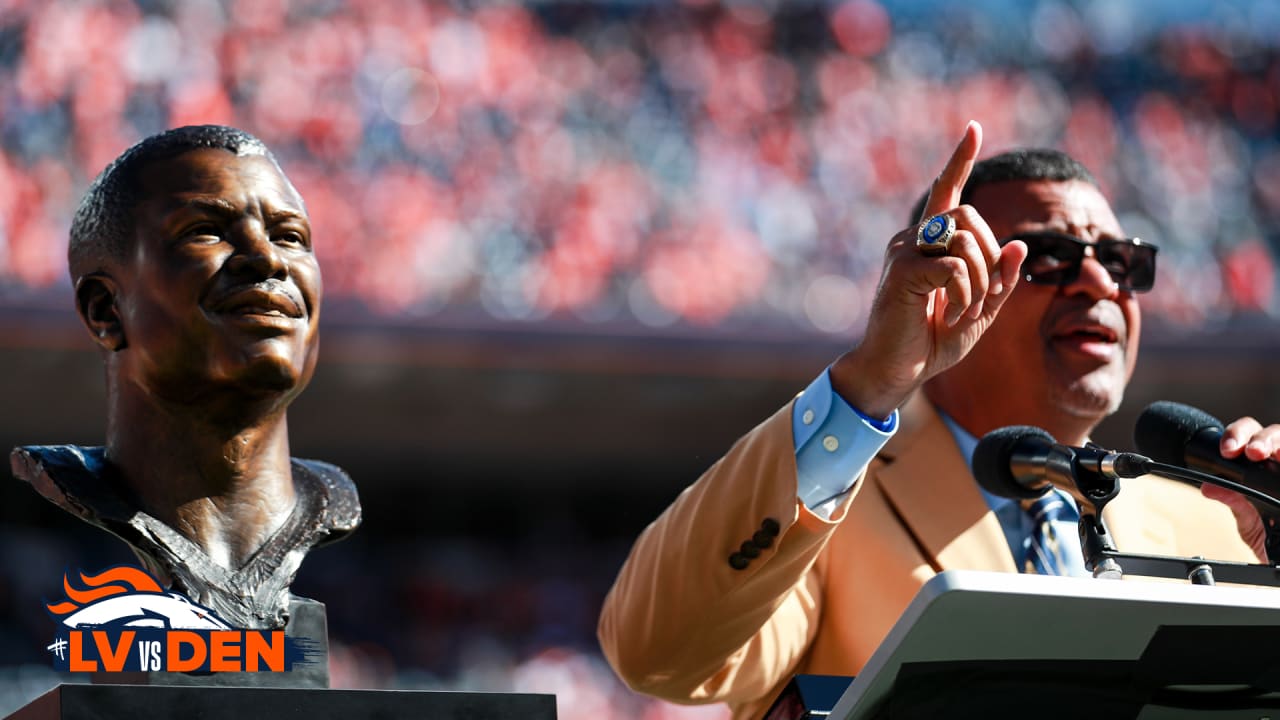 Steve Atwater receives Pro Football Hall of Fame Ring of Excellence during  pregame ceremony