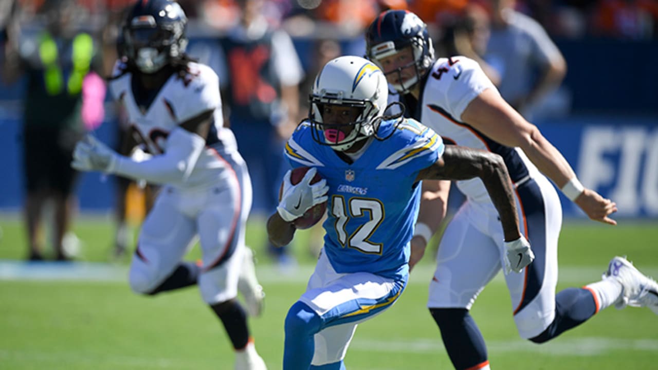 Los Angeles Chargers Travis Benjamin runs in for a touchdown against the  Denver Broncos in the second half at the StubHub Center in Carson,  California on October 22, 2017. The Chargers won 21 to 0. Photo by Lori  Shepler/UPI Stock Photo - Alamy