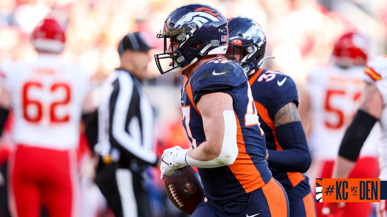 Denver Broncos linebacker Josey Jewell (47) celebrates an interception  against the Kansas City Chiefs of an NFL football game Sunday, December 11,  2022, in Denver. (AP Photo/Bart Young Stock Photo - Alamy