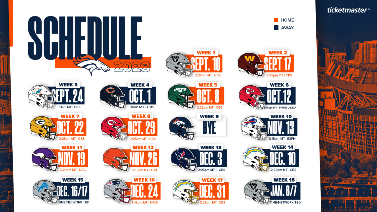 Broncos' 2023 schedule announced