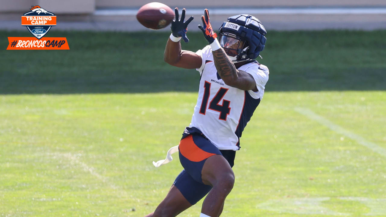 Courtland Sutton of the Denver Broncos lines up on offense against